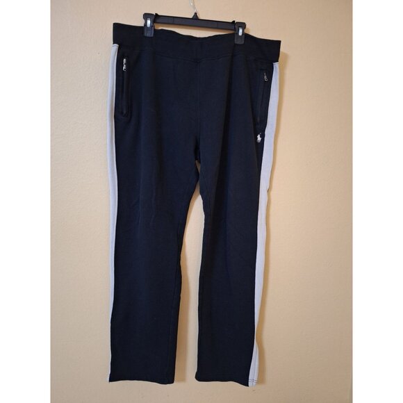 Polo By Ralph Lauren Mens XXL Black/White Track Pants Retro Vintage Y2K‎ - Picture 1 of 9